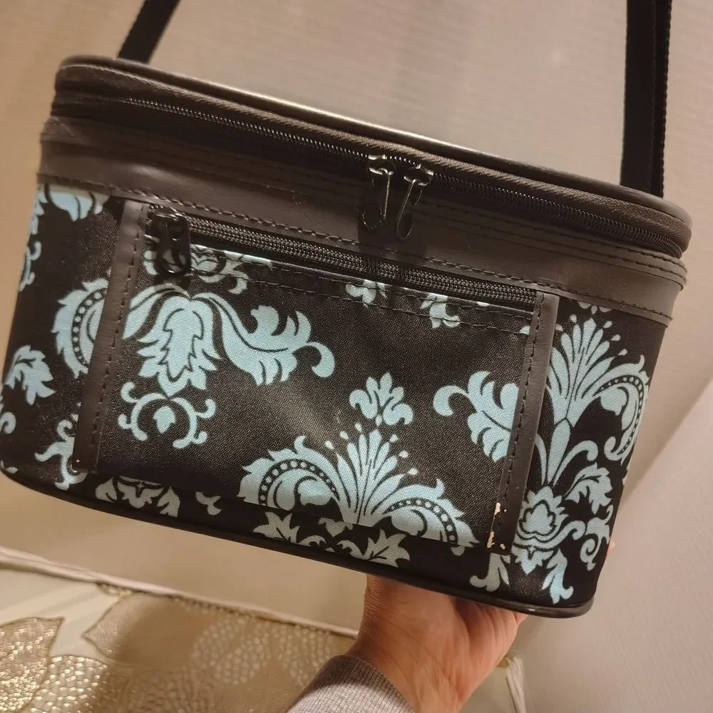Elegant Black and Blue Patterned Women's Bag 10 X 7 X 9